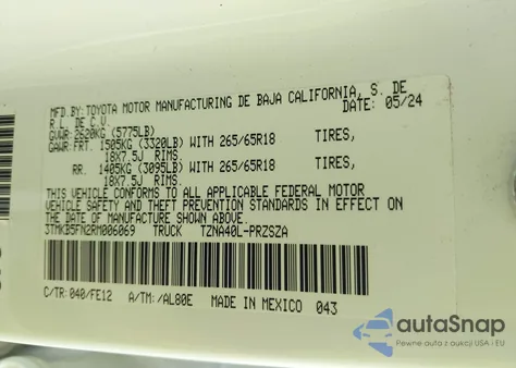 2024 Toyota Tacoma Trd Sport 2Wd из США, поврежденный, VIN 3TMKB5FN2RM006069